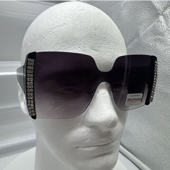 True Religion Sunglasses Black Frame Rhinestone TR56957X-D1B NWT Glam Summer WMS main image 2